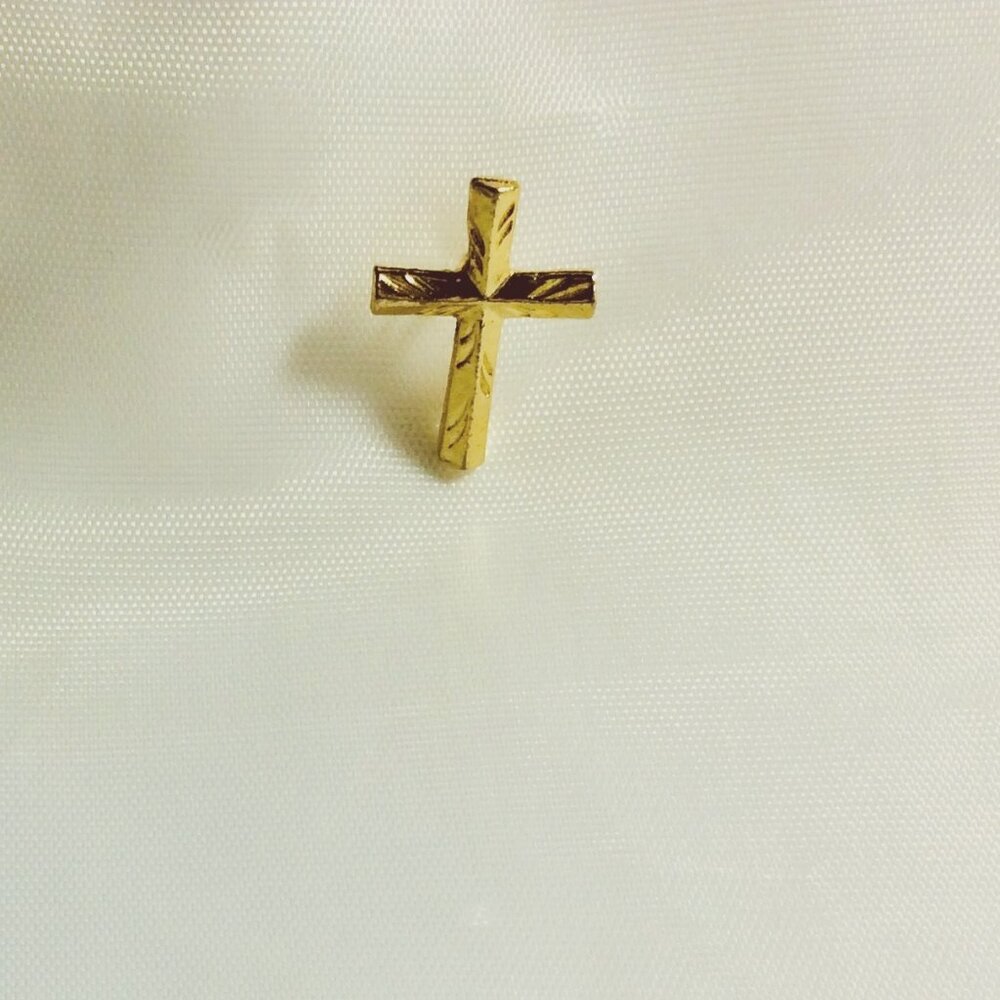 Gold Tone Vintage Cross Lapel Shirt Jacket Hat Pin